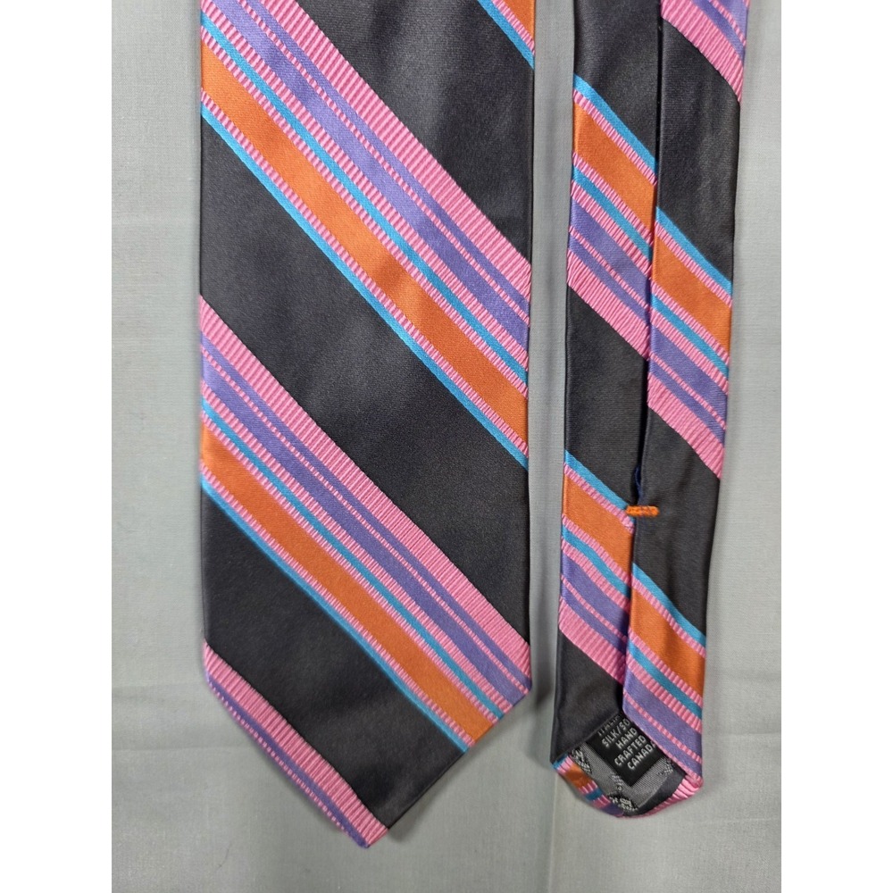 Dion Signature 100% Silk‎ Tie Striped Colorful Office Prep Luxury Power Tie